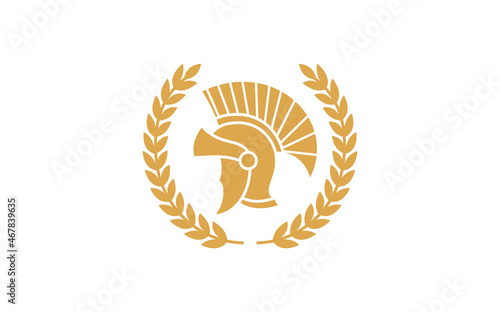 Ancient Greek Figure Coin with Laurel Wreath logo design