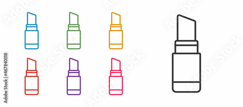 Set line Lipstick icon isolated on white background. 8 March. International Happy Women Day. Set icons colorful. Vector