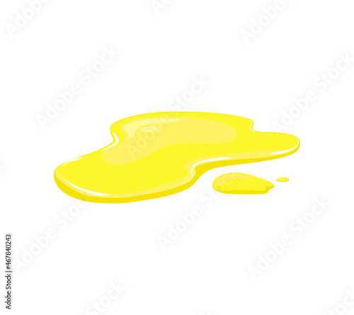 Yellow liquid. Puddle of juice, vegetable oil or urine. Spill. Vector cartoon illustration