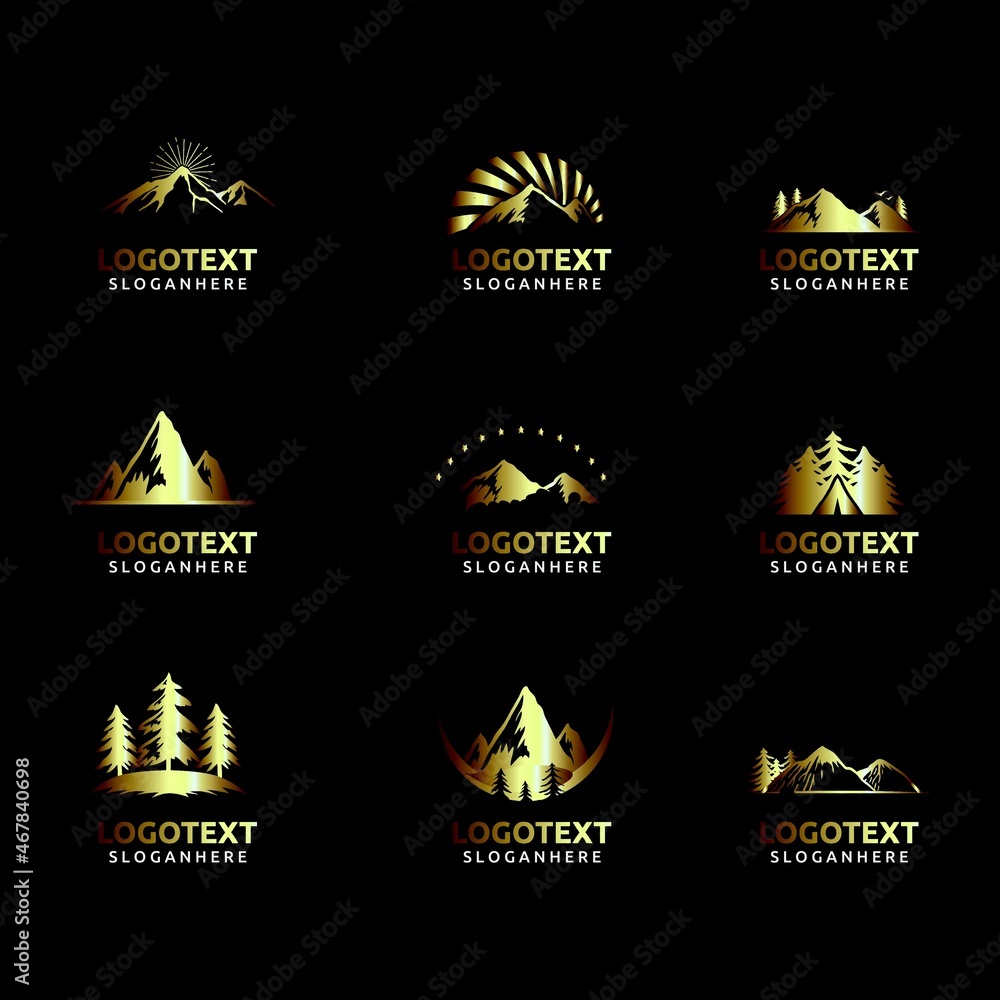 Naklejka premium set of business adventure outdoor mountain logo design vector