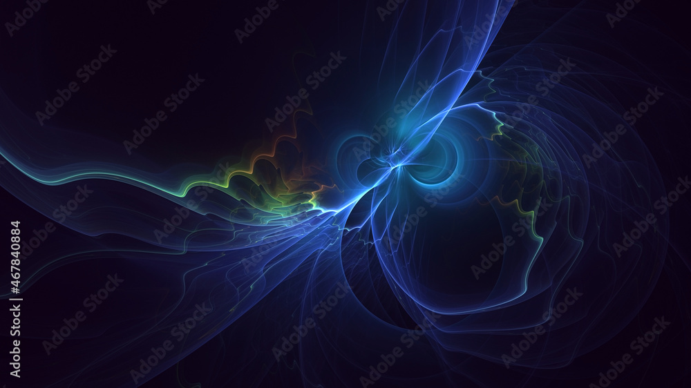 Obraz premium 3D rendering abstract blue fractal light background