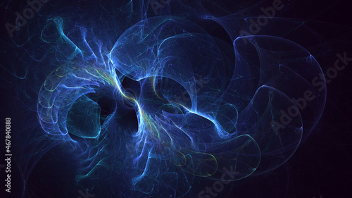 3D rendering abstract blue fractal light background