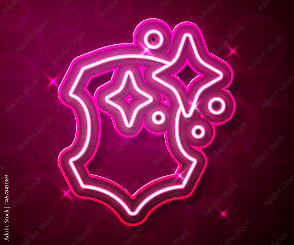 Glowing neon line Leather icon isolated on red background. Vector