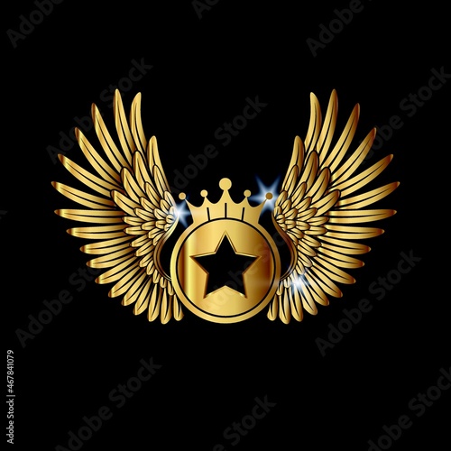 premium gold badge logo design vector template isolated on black background