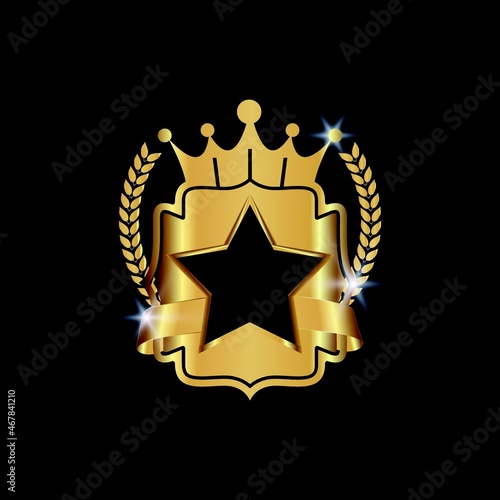 premium gold badge logo design vector template isolated on black background