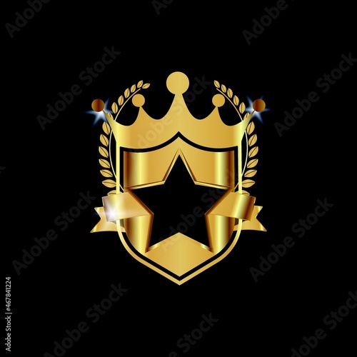 premium gold badge logo design vector template isolated on black background