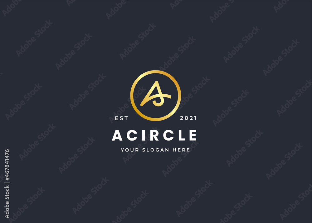 Minimalist letter A luxury logo with circle shape design template Minimalist letter A luxury logo with circle shape design template