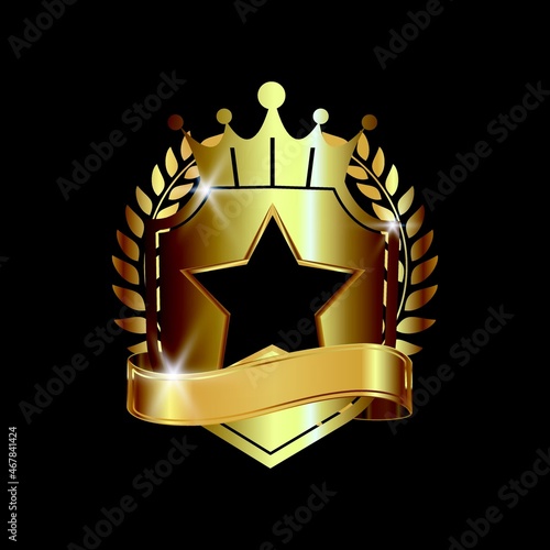 premium gold badge logo design vector template isolated on black background