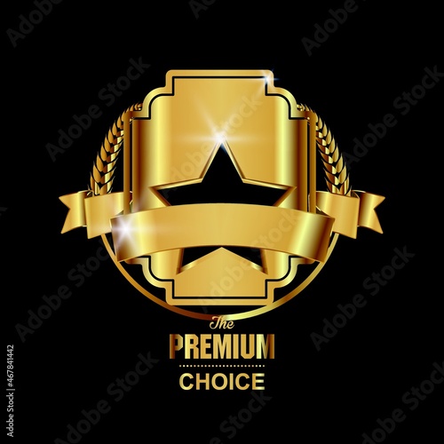 premium gold badge logo design vector template isolated on black background