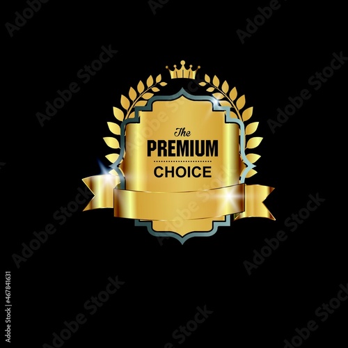 premium gold badge logo design vector template isolated on black background