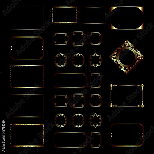 set of retro premium vintage frame ornament decoration logo design vector template