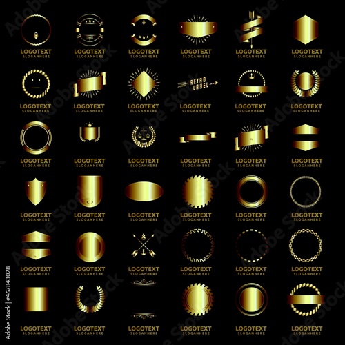 set of retro premium vintage badge logo design vector