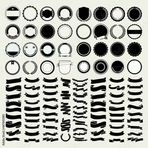 set of premium retro vintage badge logo design vector template