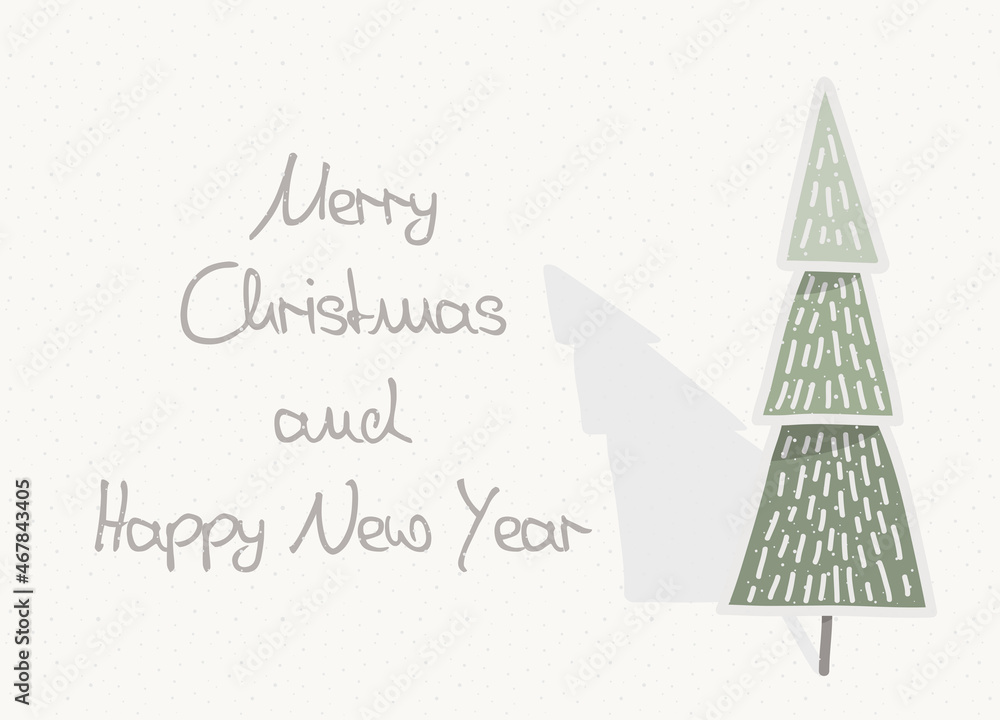 Christmas card with handdrawn Christmas tree