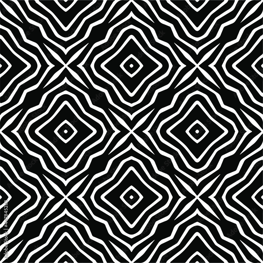 Obraz premium Vector geometric seamless pattern.Modern geometric background with abstract shapes.Monochromatic Repeating Patterns.Endless abstract texture.black and white ornament for design.