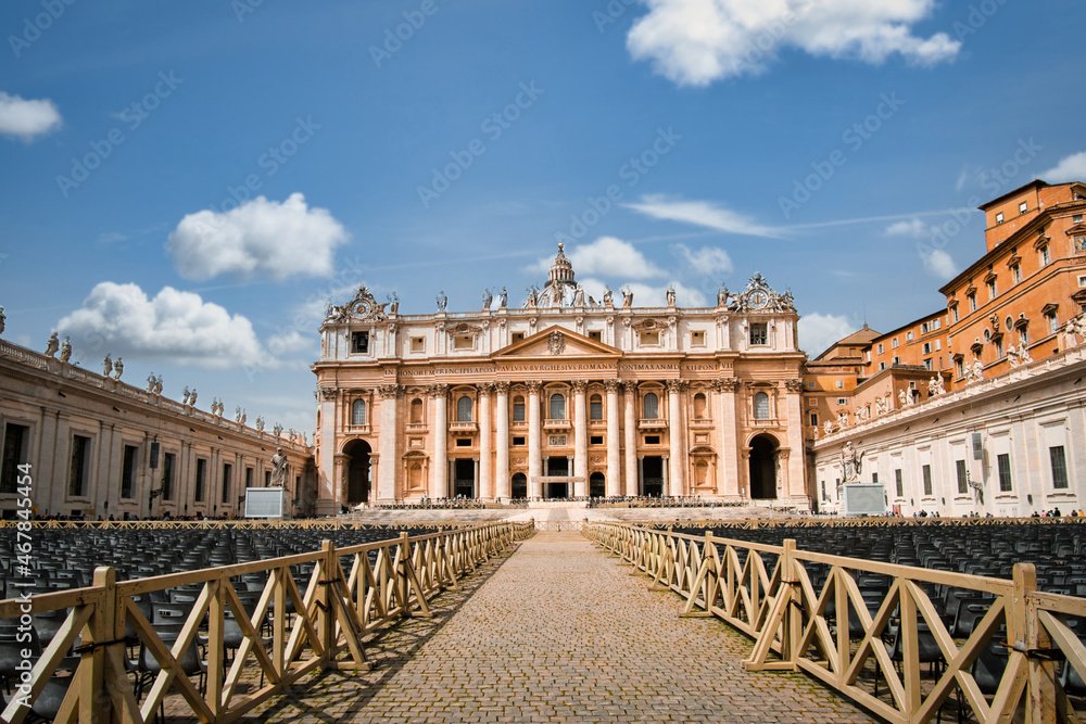 saint peter's basilica square in Vatican Rome. Travel and vacation in Italy. landmarks of rome