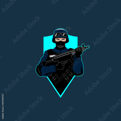 SWAT Team Police Department emblem vector format
for symbol, design element, e-sport team or any other purpose.
the artwork is in layers for editing purpose.