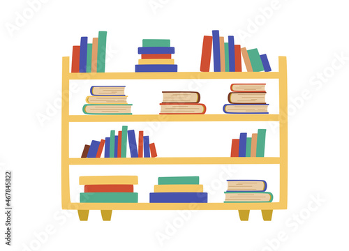 Bookcase color sketch. Book bundle. School textbooks set. Stack vector illustration