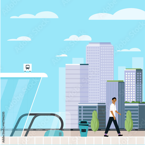 man on metro station building