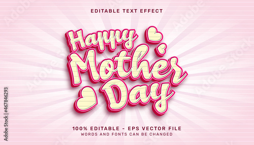 pink color mother day 3d text effect and editable text effect