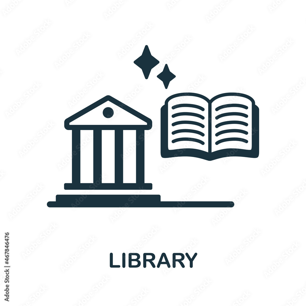 Library icon. Monochrome sign from university collection. Creative Library icon illustration for web design, infographics and more