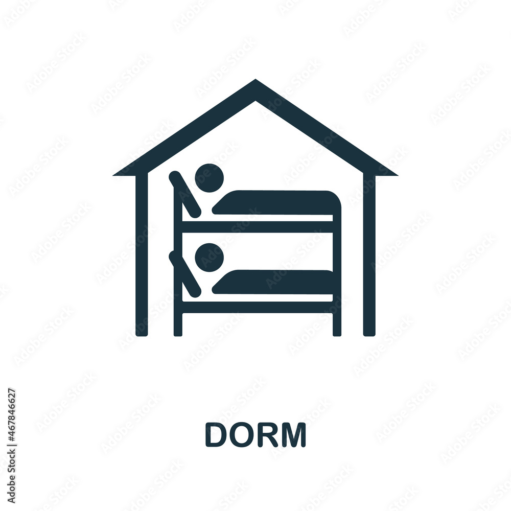 Dorm icon. Monochrome sign from university collection. Creative Dorm icon illustration for web design, infographics and more Dorm icon. Monochrome sign from university collection. Creative Dorm icon illustration for web design, infographics and more