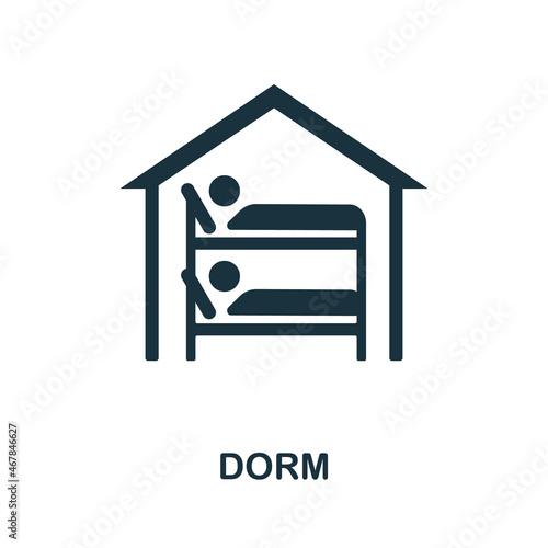 Dorm icon. Monochrome sign from university collection. Creative Dorm icon illustration for web design, infographics and more