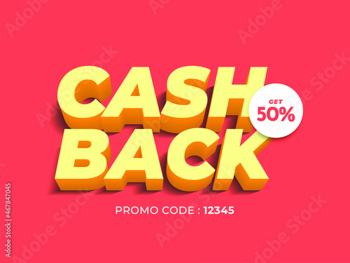 3d illustrations. cash back  sale banner vector template.