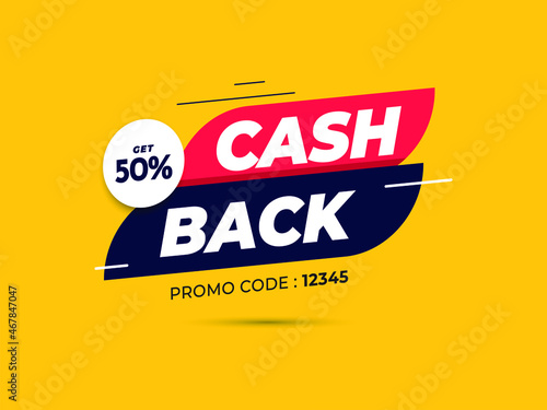 3d illustrations. cash back  sale banner vector template.