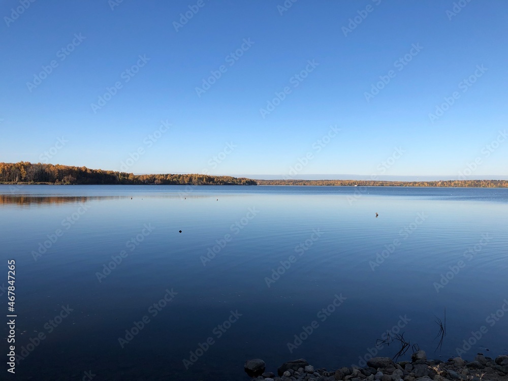 panorama of lake senezh in autumn Solnechnogorsk