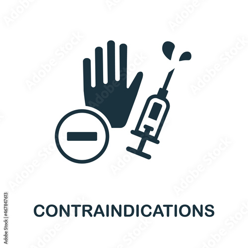 Contraindications icon. Monochrome sign from vaccination collection. Creative Contraindications icon illustration for web design, infographics and more photo