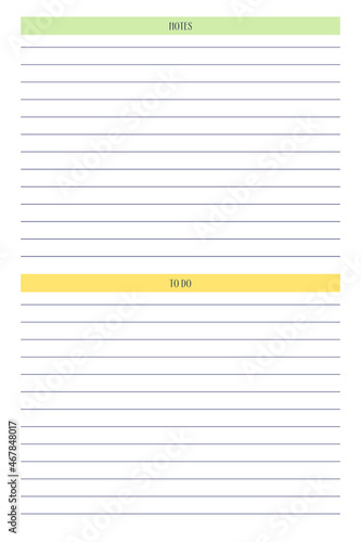 to do list notes personal planner diary template in classic strict style with multicolor elements. Monthly calendar individual schedule minimalism restrained design for business notebook