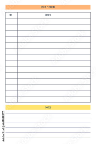 daily personal planner diary template in classic strict style with multicolor elements. Monthly calendar individual schedule minimalism restrained design for business notebook. Week starts on sunday