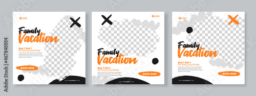travel banner social media pack template premium vector