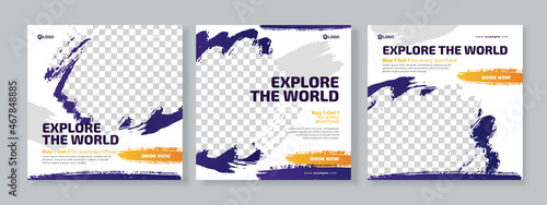 travel banner social media pack template premium vector