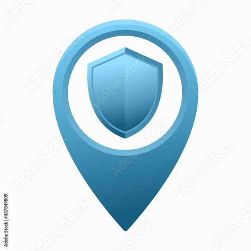Free Download Map pin pointer with shield symbol. Shield point. Illustration vector - GFXLoad