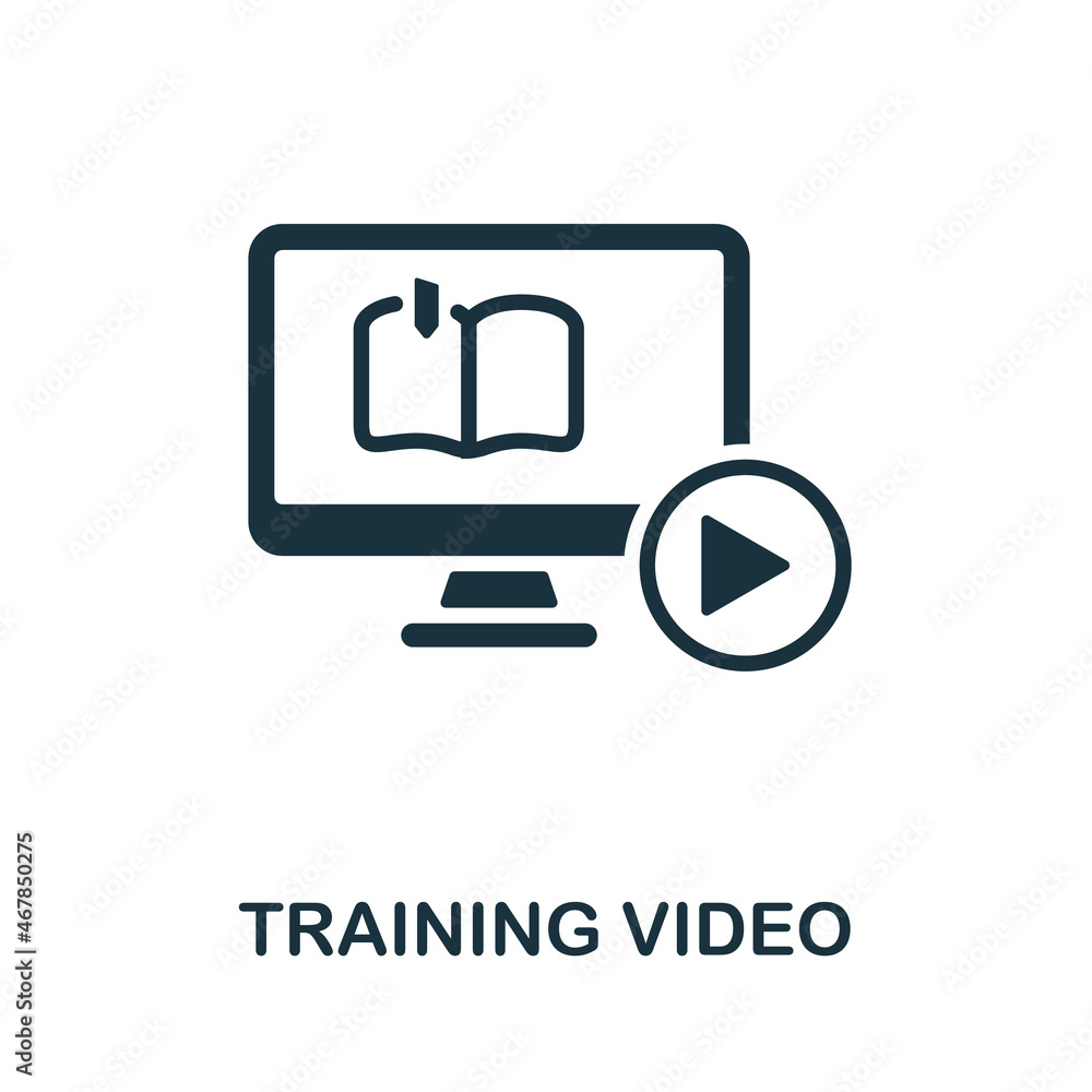 Training Video icon. Monochrome sign from video production collection. Creative Training Video icon illustration for web design, infographics and more Training Video icon. Monochrome sign from video production collection. Creative Training Video icon illustration for web design, infographics and more