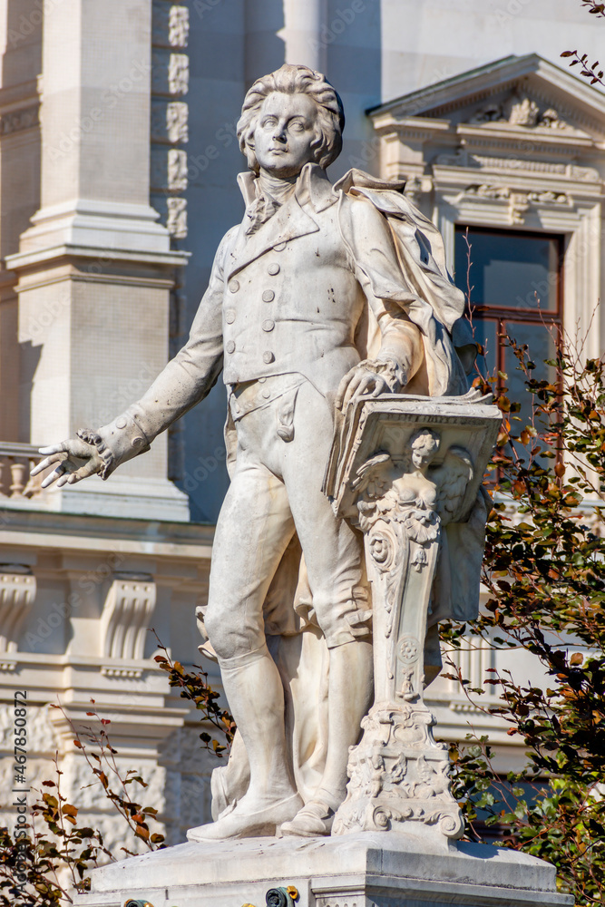 Wolfgang Amadeus Mozart statue in Burggarten park, Vienna, Austria