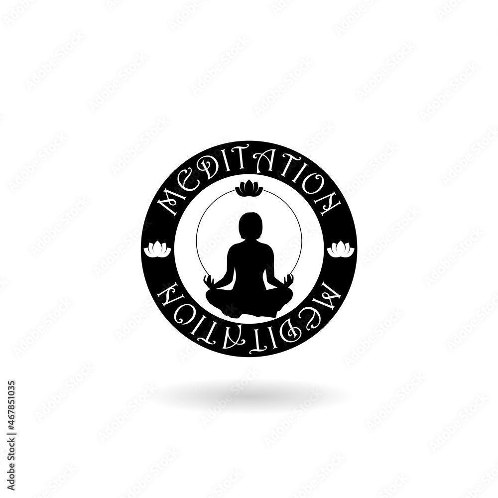 Yoga icon with shadow isolated on white background Yoga icon with shadow isolated on white background