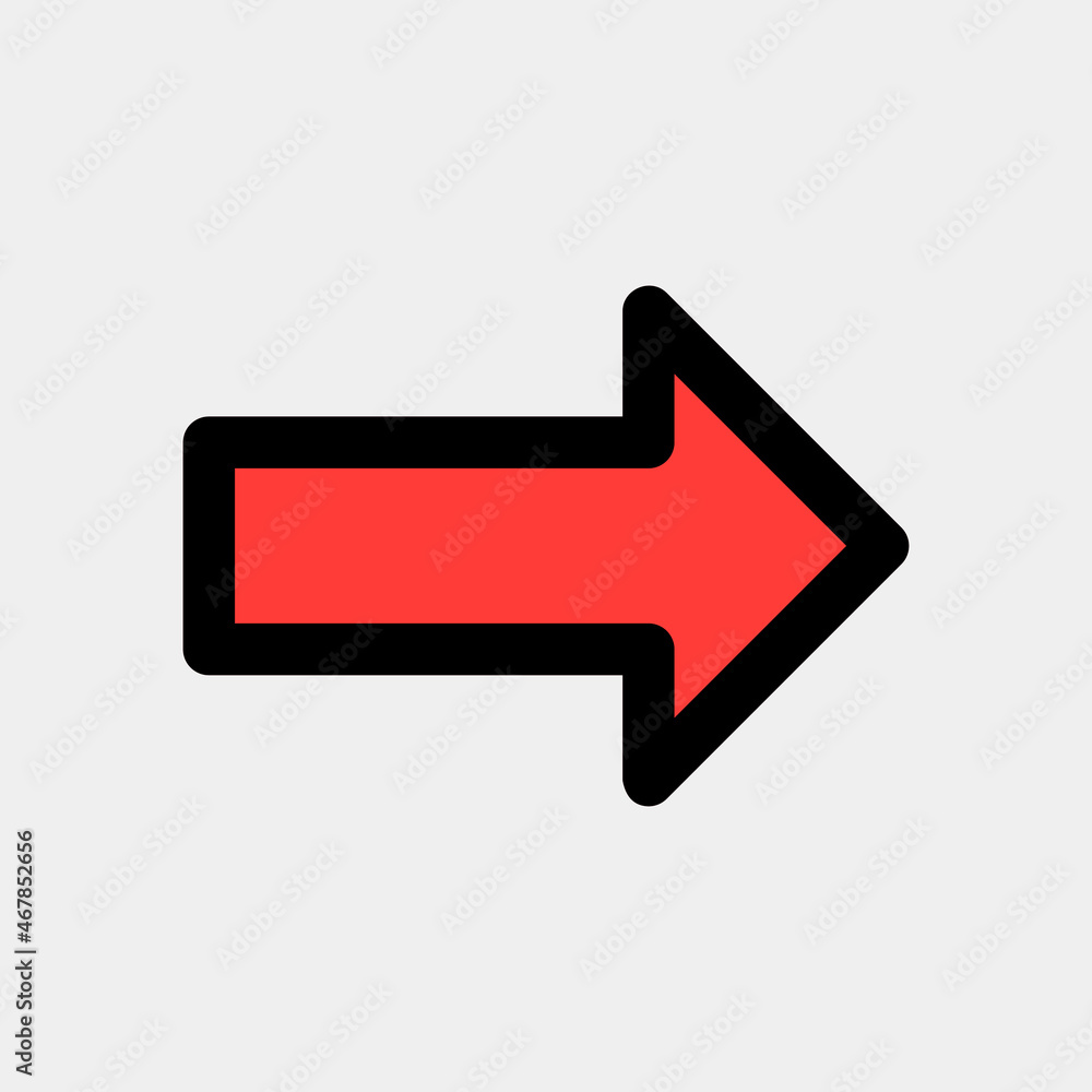 Right arrow icon vector illustration in filled line style, use for website mobile app presentation Right arrow icon vector illustration in filled line style, use for website mobile app presentation