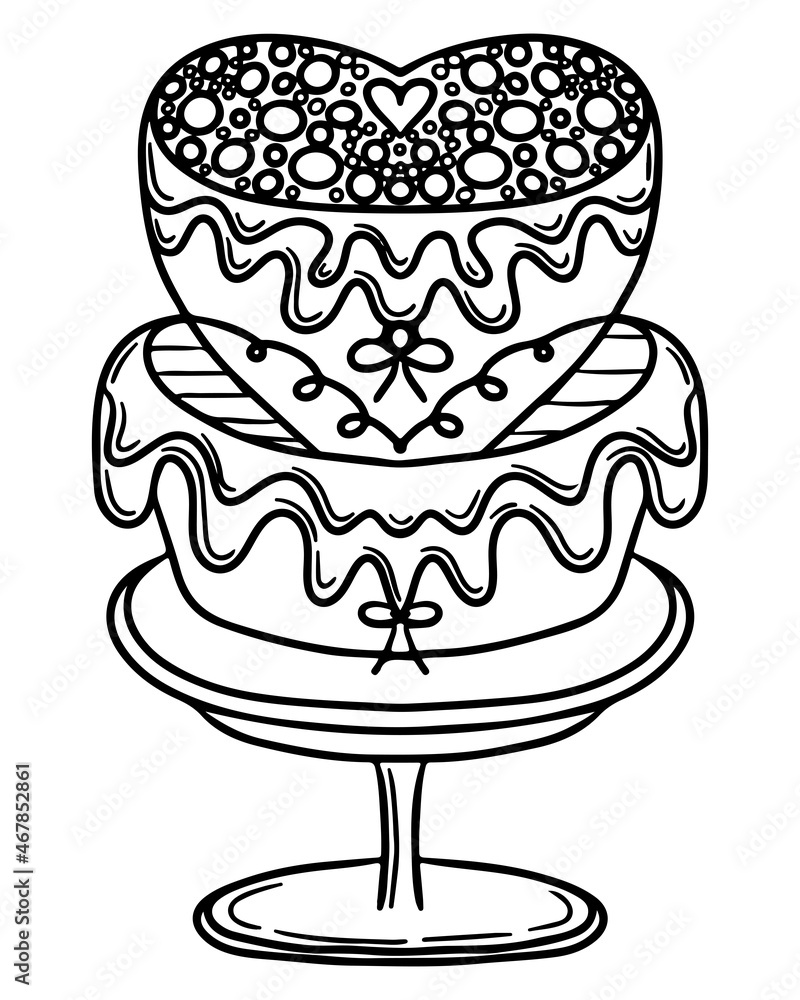 Wedding coloring page with big cake Wedding coloring page with big cake