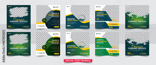 Agricultural and farming services social media post and web banner template bundle