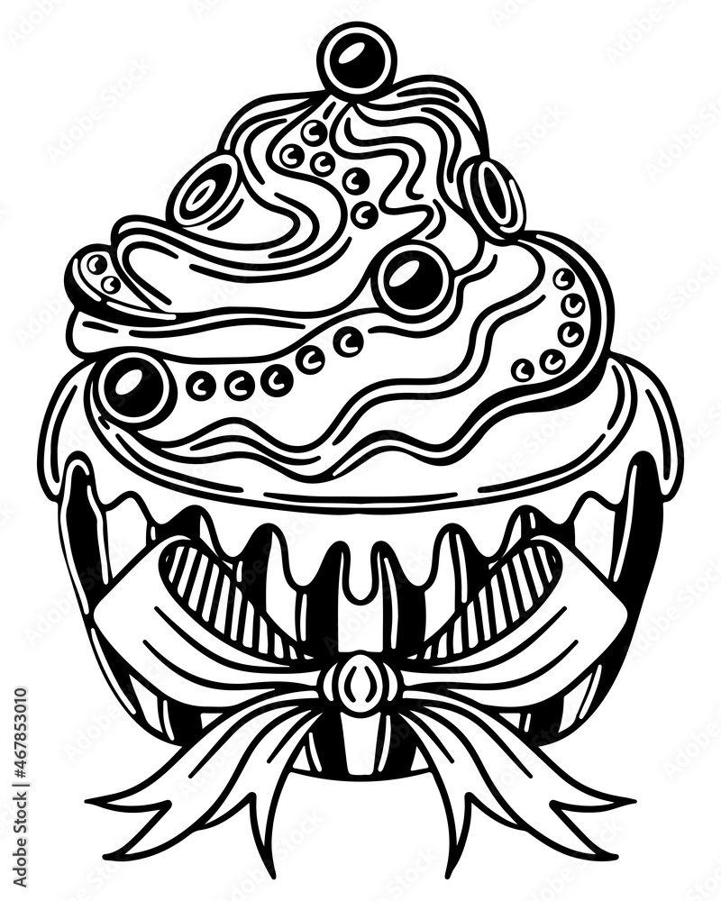 Wedding coloring page with big cake Wedding coloring page with big cake