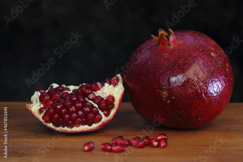 pomegranate on wood