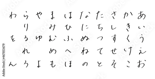 今っぽい手描きのひらがな　ボールペン字

