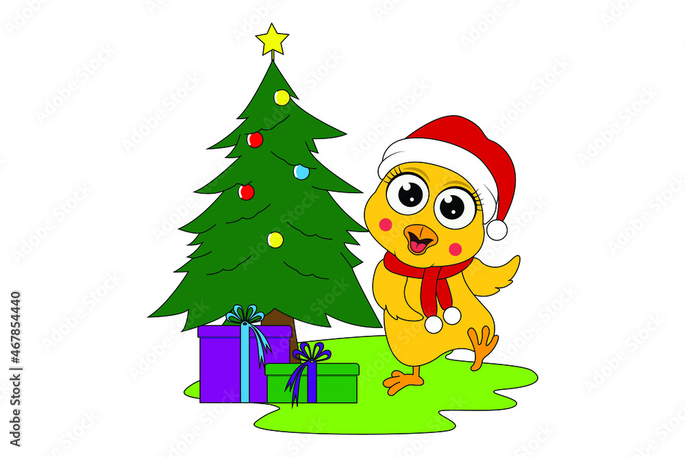  cute chicks  cartoon on christmas