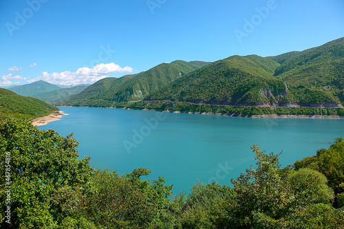 Beautiful blue lake in the mountains of Georgia.