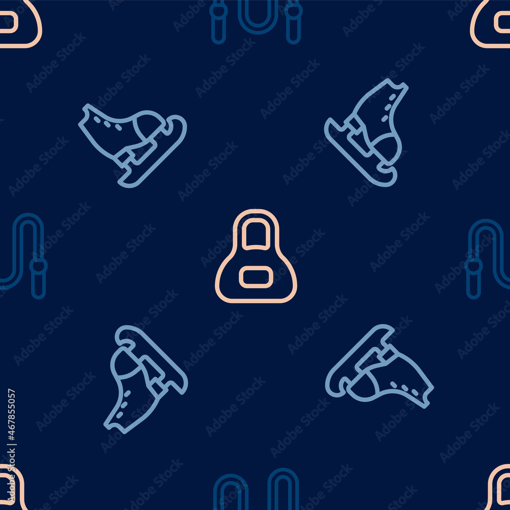 Set line Jump rope, Skates and Weight on seamless pattern. Vector Set line Jump rope, Skates and Weight on seamless pattern. Vector