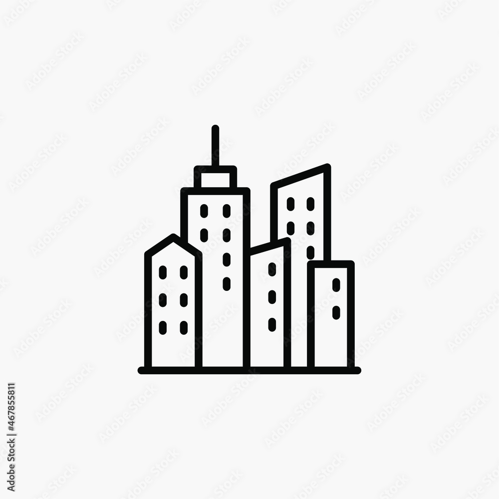 City, skyscraper line icon design concept 