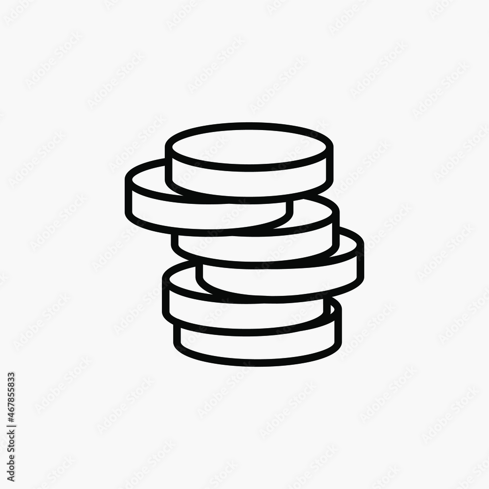 Coins line icon design concept Coins line icon design concept